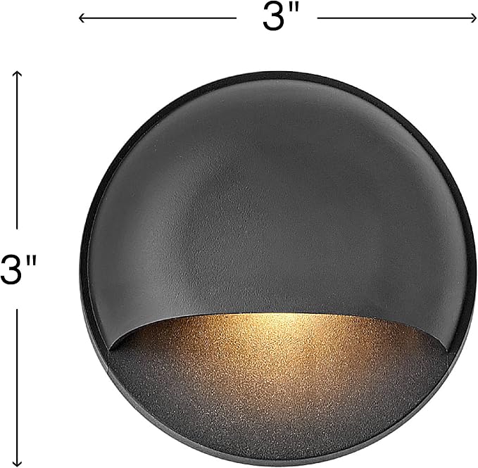 Hinkley Landscape Nuvi Round Low-Voltage Integrated LED Deck Sconce Light, Solid Vinyl Alloy, Dimmable, Mounts Flush on Surface, Safe for Wet Conditions, Black Finish | Low Voltage, Vinyl Alloy, Integrated LED, Flush Mount Surface Light, Wiring Kit, AD...