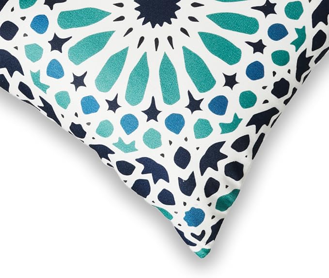 Fab Habitat Indoor/Outdoor Pillows Made from Recycled Polyester Yarn-Stain Resistant, Machine Washable, Insert Included -Tile - Patio, Deck, Living Room - Mosaic Multi Blue (18" x 18" - Set of 2)