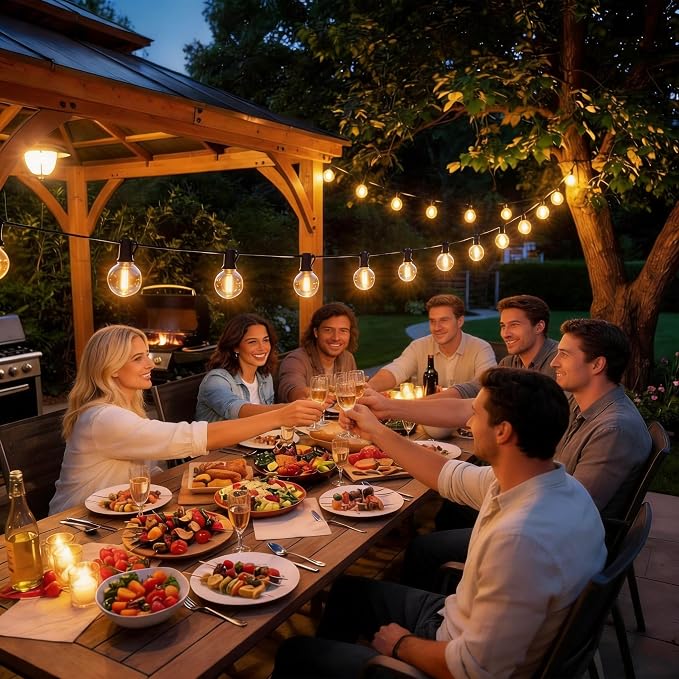 RTTY Outdoor String Lights 50 FT, Patio Light 26pcs Waterproof LED Bulbs | Shatterproof G40 Bulbs,Dimmable Connectable Outside Hanging Globe Lighting for Cafe, Bistro, Market, Balcony, Porch