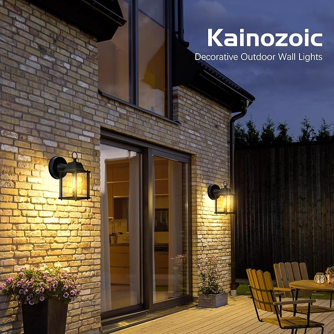 Outdoor Wall Light Fixtures Waterproof Porch Lights Anti-Rust Matte Black Outdoor Wall Lantern for Patio Front Door Garage - 2 Pack