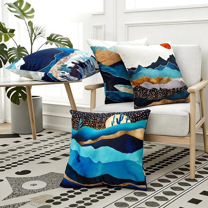 Premillow Outdoor Pillow Covers, Waterproof Pillow Covers, 18x18, Set of 4 | Decorative Waterproof Pillow Covers, Solid Linen Pillowcase,Summer Farmhouse Cushion Case for Patio Garden Balcony Couch Sofa