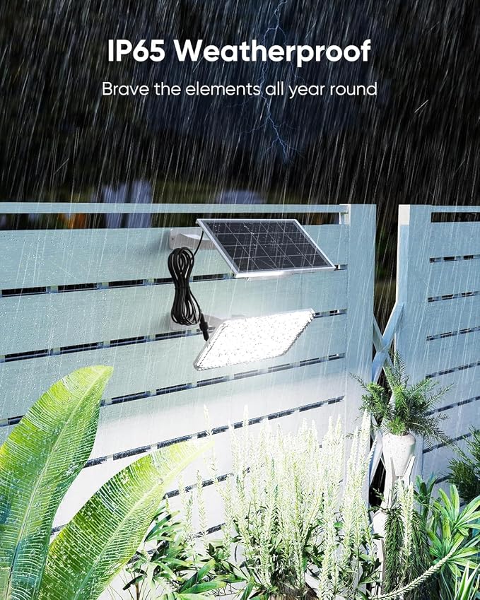JACKYLED 1000 Lumen 299 LED Solar Dusk to Dawn Light Outdoor Solar Powered Spotlight Outside Waterproof Wall Mount Security Light for Porch Storage Room Patio Shed (White, 2-Pack)