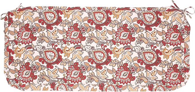 Magpie Fabrics Patio Bench Cushion Cover 42x18x3 Inch, NO Insert! Water Resistant Outdoor Loveseat Replacement Cover with Zipper (Botanical Red Orange)