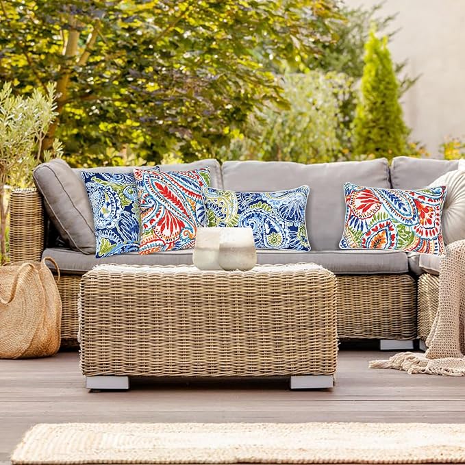 Outdoor Throw Pillows - Decorative Pillows with Insert Included Set of 2 Outdoor Pillows for Patio Furniture 18x18 Inch