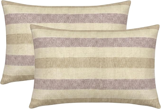RSH DECOR: Sunbrella Jumbo Lumbar Pillows Set of 2 | 26" x 16" | Water and Fade-Resistant Performance Fabric | Outdoor Pillow Covers with Down-Alternative Inserts | Made in USA (Paris Lavendar)