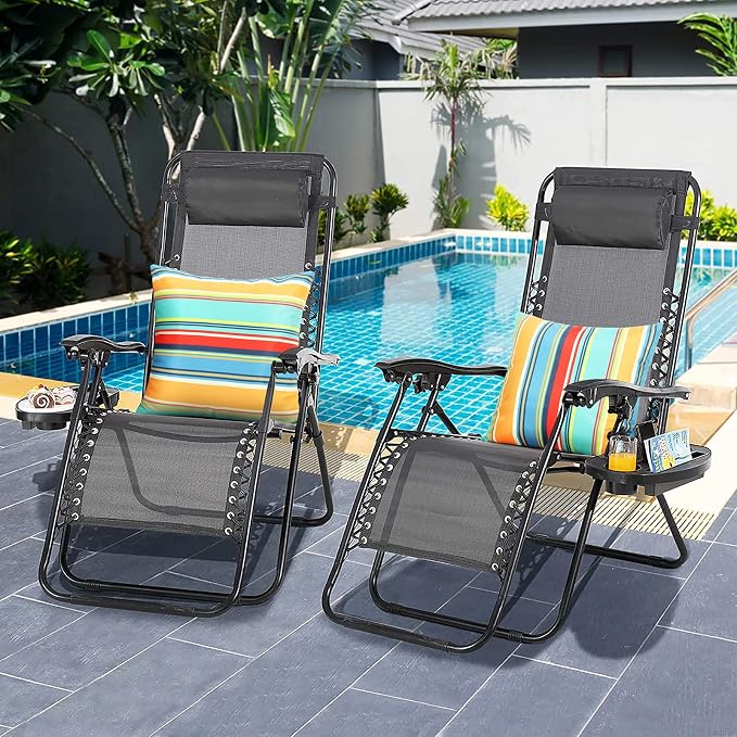 Pyonic Set of 2 Outdoor Pillow Covers Waterproof Throw Pillow Covers Decorative Square Patio Pillows for Patio Tent Garden Beach,18x18 Inches,Color Stripe(Blue)