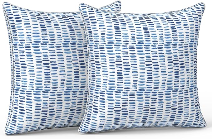 LVTXIII Pack of 2 Outdoor Throw Pillow Covers Accent Waterproof Pillow Covers ONLY, Patio Square Cushion Cases for Garden Balcony Couch Sofa Decoration 20x20 inch, Pebble Blue
