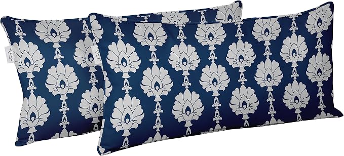 Indoor/Outdoor Polyester Fabric Lumbar Pillow Cover, All-Weather Waterproof Rectangular Cushion Case for Patio Furniture, 12 x 24 Set of 2 - Florals-69