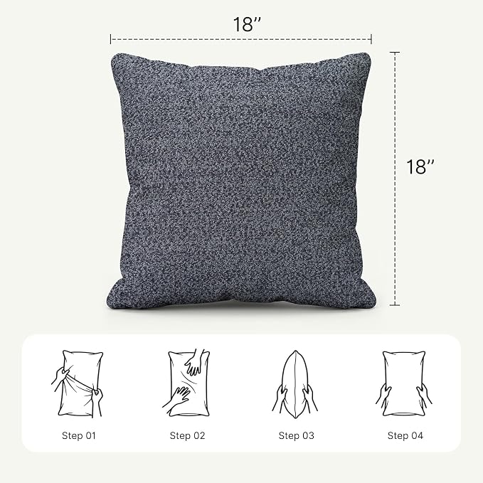 Outdoor Throw Pillow Set of 2 with Inserts, Outdoor Lumbar Pillow Water Resistant for Patio Furniture, 18x18 Inch Outdoor Pillows with Removable Zipper Cover