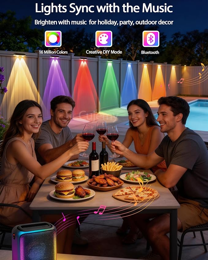 Outdoor Deck Lights 16 Pack, 100ft Smart RGB Outdoor Lights, APP | Remote Control, Waterproof LED String Light with Timer for Wall Fence Step Yard Stairs Pool Halloween Christmas Decor