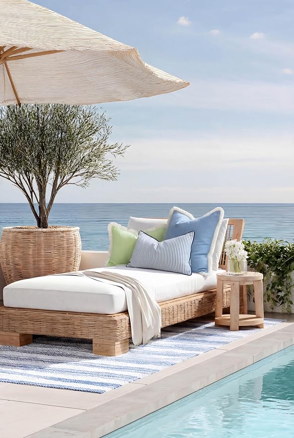 Hofdeco Premium Coastal Hampton Outdoor Performance Lumbar Pillow Cover Only, 12"x20" Water Repellent, UV and Fade Resistant for Backyard, Couch, Poolside, Grass Green Woven Solid