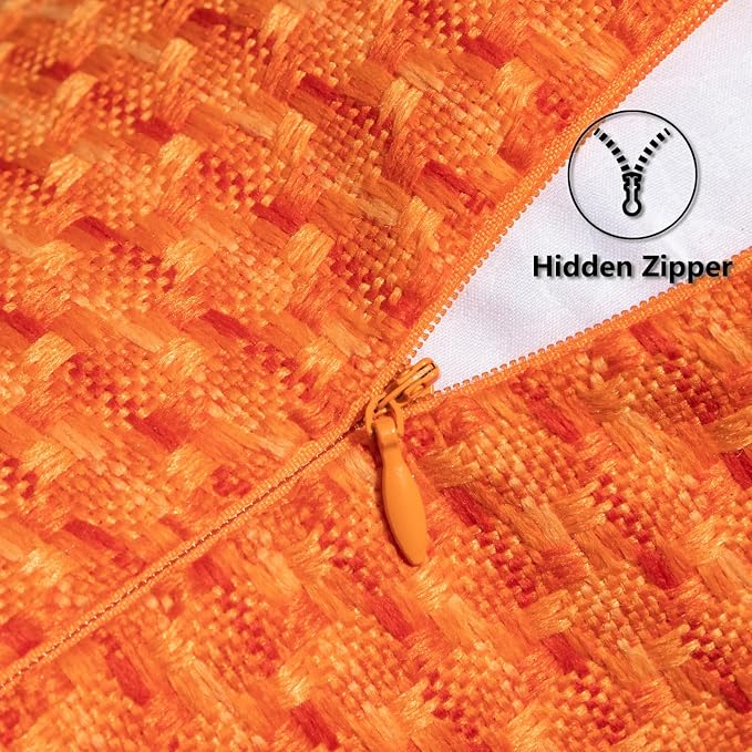 Kevin Textile Outdoor Waterproof 14"x36" Pillow Cover 1 Pack, Orange | Water Resistant Weaving Faux Linen Texture Throw Pillow Covers, Outside Decorative Pillowcases for Garden Patio Balcony Couch