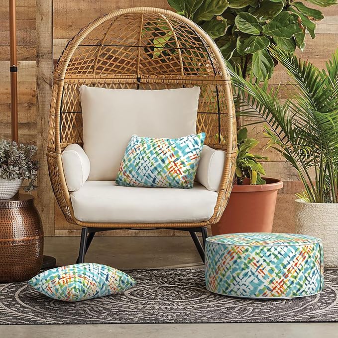 LVTXIII Outdoor Lumbar Pillow Covers, Patio Decorative Lumbar Pillow Cases ONLY, Fluffy Fade-Resistant Lumbar Cushion Cases for Home Balcony and Garden, 12x20 Inch, Pack of 2, Acapa Opal Geometric