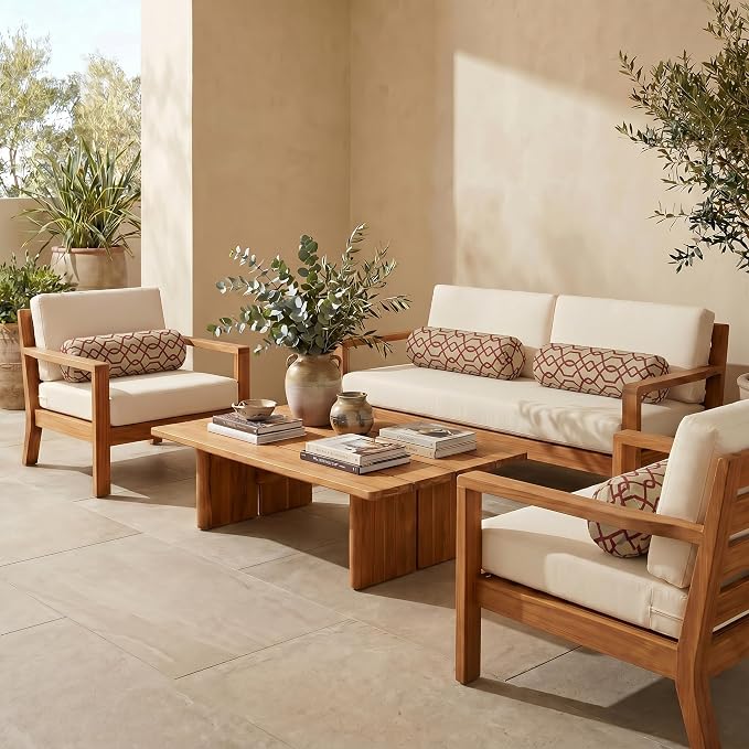 RSH DECOR: Sunbrella Neck Roll Pillows Set of 4 | 20” x 6” | Outdoor Bolster for Patio, Deck, Porch, or Poolside Furniture | Water & Fade-Resistant | Made in USA (Folio Terracotta)
