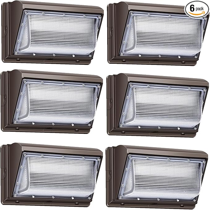 ledmo 120W LED Wall Pack Light Outdoor 6 Pack Exterior Commercial Lighting Fixture Waterproof Wall Mount for Parking Barn Warehouse Shop