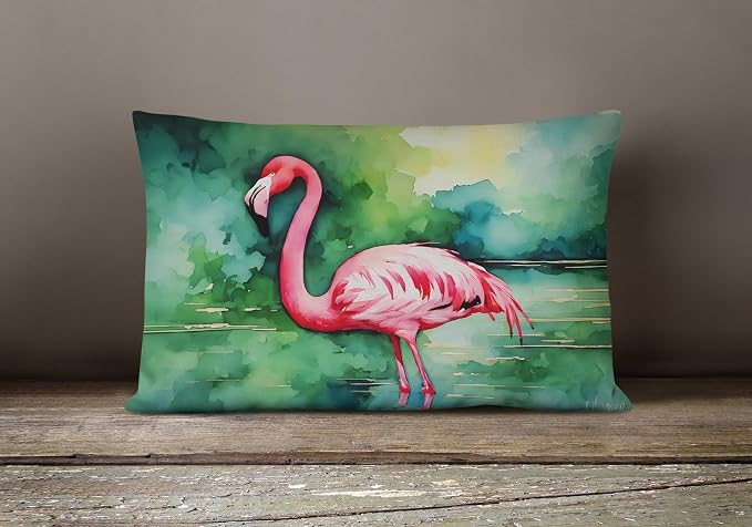 Caroline's Treasures DAC2858PW1216 Flamingo Throw Pillow Machine Washable, Indoor Outdoor Decorative Pillow for Couch, Bed or Patio, 12HX16W