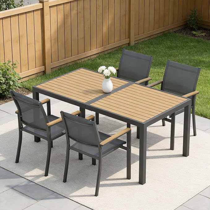 Aluminum Patio Chairs Set of 4 for All-Weather, Outdoor Patio Chairs with Breathable Quick-Drying Textilene, Outdoor Chair with 110° Ergonomic High Backrest for Porch, Patio, Garden, Deck, Backyard