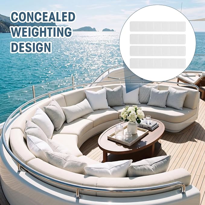 Novabright 4 Pcs Weighted Inserts Strip for Outdoor Pillows Wind Resistant Hidden Weighted Inserts Keep Pillows from Blowing Away Easy to Install Remove for Patio Deck Yacht Balcony Rooftop 17" x 3"