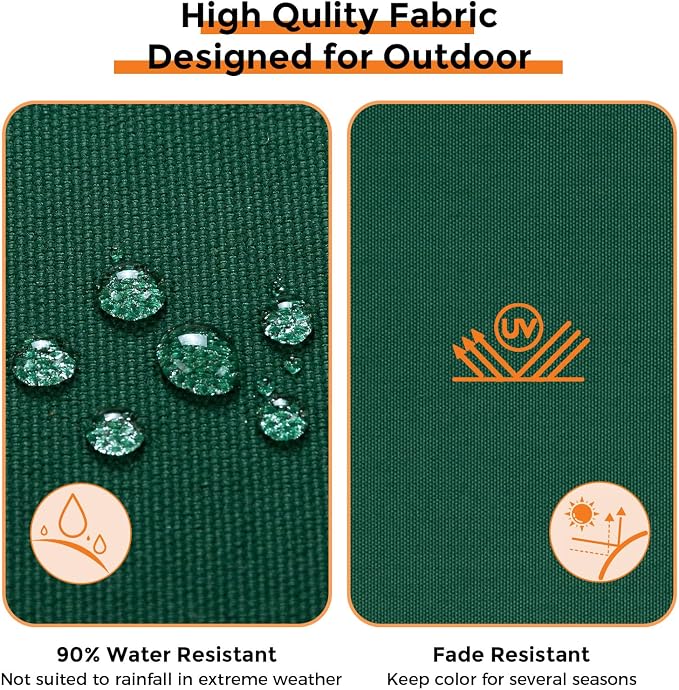 Magpie Fabrics Indoor Outdoor Cushion Cover Replacement 2 Pack, NO Insert! Water Repellent Slipcover with Ties Decor for Patio Garden Chair Sofa Bench Wicker(Dark Green, 20x18x4 Inch)