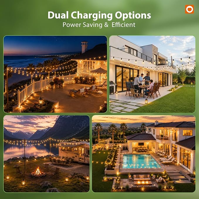 addlon 102FT Solar String Lights Outdoor, Waterproof,Dimmable, Last 20+ Hrs | Ideal for Large Backyard, Garden, Wedding, Party, Camping, 30+2 Shatterproof LED Bulbs, Timer Via Remote, Easy Install