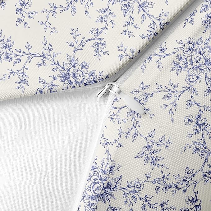 Outdoor Throw Pillow Covers, Blue Floral, 18 x 18 Inch, Set of 2 | Flower waterproof square cushion case pillowcase decorative pillows for farmhouse garden couch beach patio