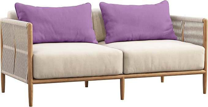 Indoor/Outdoor Polyester Fabric Lumbar Pillow Cover, All-Weather Waterproof Rectangular Cushion Case for Patio Furniture, 16 x 24 Set of 2 -Lavender