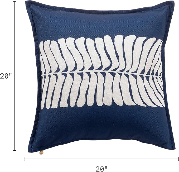Fab Habitat Indoor/Outdoor Throw Pillow Made from Recycled Polyester Yarn - Double Sided, Stain Resistant, Machine Washable - Tropical - Patio, Deck, Porch, Living Room - Hilo - Blue - (20" x 20")