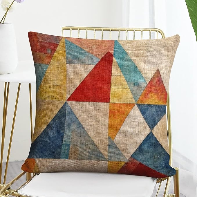 Pillow Cover Colorful Fun Aesthetic Mid Century Modern Gomestry Decorative Pillow Cover Mid Century Modern Pillow Case Protector 16"x16" Cushion Case for Sofa Couch Gfit for Teacher
