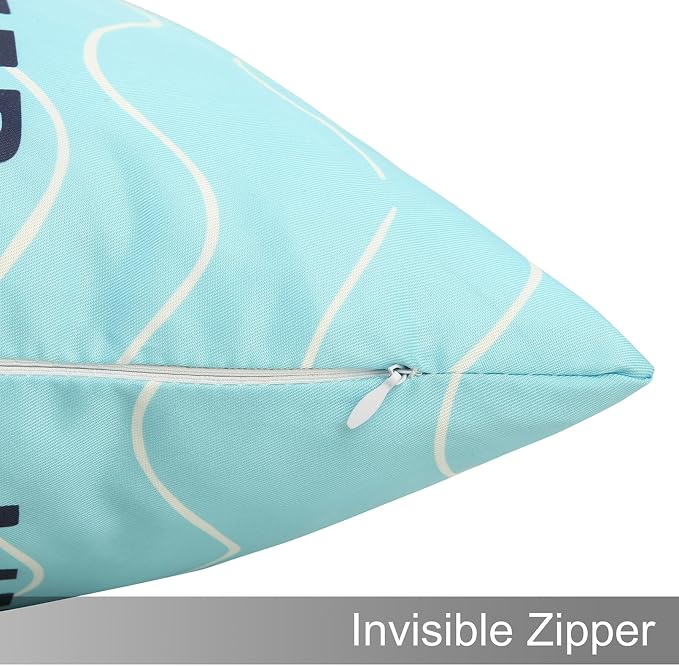 Adabana Outdoor Waterproof Pillow Covers 20x20 Inch, Life is Better | Blue Decor Waterproof Pillow Cover Set of 2 for Patio, Porch, Garden Furniture,Life is Better by The Pool