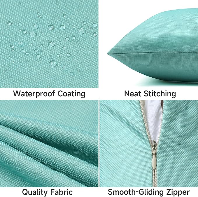 Outdoor Pillow Covers Waterproof Cushion Covers Patio Pillows Case 2 Pack | 20x12inch, Solid, Seamless, Hidden Zipper,Pecet for Porch Decoration,Patio Furniture,Outdoor Couch, Balcony,Garden Bench