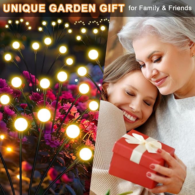 NBQQ Solar Lights Outdoor 10 Pack of 60 LEDs Swaying Firefly Garden Decor | Waterproof Solar Garden Lights for Yard Pathway Patio, Swaying Lawn Decor as Gardening Gifts for Women,Christmas Decor