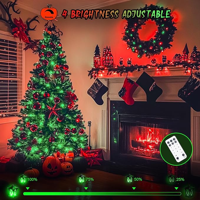JMEXSUSS 168ft 600 LED Red to Green Halloween Lights Outdoor Indoor | Red Green Color Changing Christmas Lights, Christmas Twinkle String Lights Plug in for Tree Porch Yard Halloween Decorations