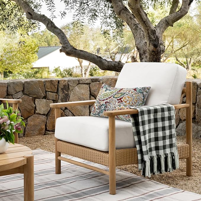 DYTXIII Pack of 2 Waterproof Outdoor Lumbar Pillow with Inserts, 12x20 in Rectangle Decorative Patio Throw Pillow for Home, Sofa,Bench and Patio Furniture, Paisley Chilli