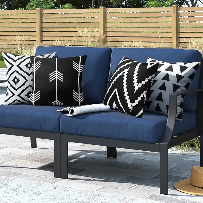 Adabana Patio Pillows Pack of 2 Geometric Outdoor Waterproof, 18"x18" | Outdoor Cushion Covers Decor for Home Patio Garden Porch Furniture
