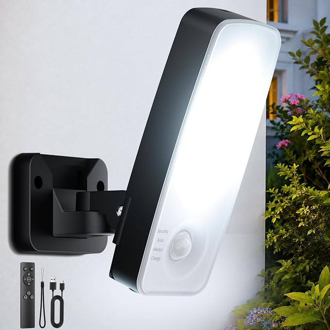 TANBABY Rechargeable Outdoor Wall Light with Motion Sensor, 1 Pack | 12000mah Wireless Security Light With Remote, 3 Modes, 3CCT Dimming, IP65 Waterproof Led Outdoor Lighting for Porch, Garage