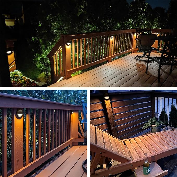 Low Voltage LED Deck Lights, 12V AC/DC Landscape Step Railing Fence Light, 2W 2700K Accent Lighting Fixture, Die-cast Aluminum, Dark Brown, 6-Pack