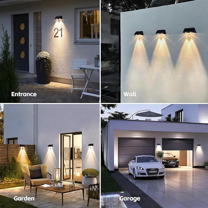 Solar Lights Outdoor for Wall, Mailbox, Address, Sign, House Number, Fence | 3000K Warm White Lighting Downlights Outdoor Waterproof LED Dusk to Dawn Small Convex Lens Solar Powered 2 Pack
