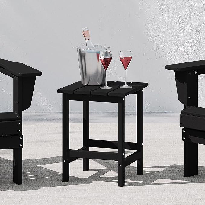 WestinTrends Malibu Square Outdoor Side Table for Adirondack Chair, Black