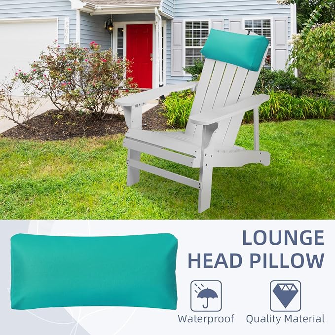 Chaise Lounge Head Pillow, 2 Pack Outdoor Patio Pillows with Adjustable Strap, Lounge Head Resting Pillow for Recliner Beach Pool Lounger Office Chair，Water Resistant Turquoise