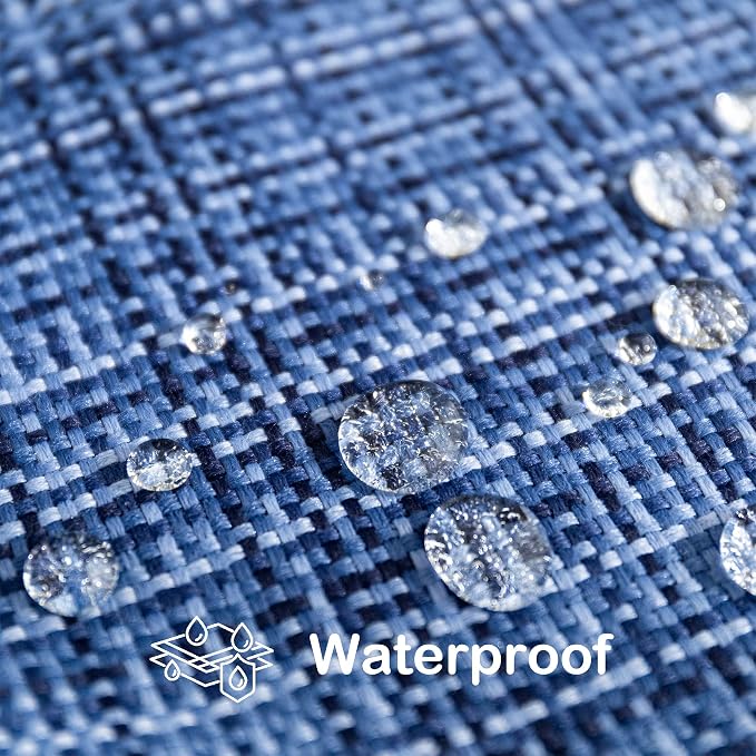 Kevin Textile Outdoor Waterproof 22x22 Inch Pillow Covers 2 Pack, Navy Blue | Water Resistant, Faux Linen Yarn-dyed, Woven Texture Throw Pillow Covers for Tent Patio Garden Couch Sofa