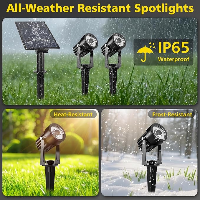 T-SUN Green Solar Spotlights Outdoor, 2-in-1 Waterproof Solar Landscape Spotlights, Dusk to Dawn Solar Lights for Trees, Garden, Yard, Driveway, Pool Area(Green)