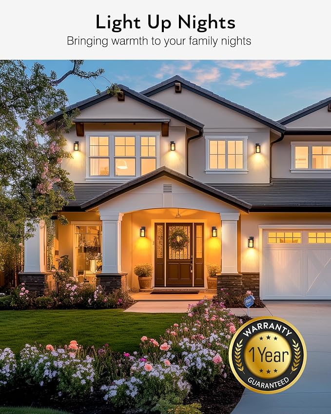 VIANIS Oil Rubbed Bronze Dusk to Dawn Outdoor Light Fixture for House, Farmhouse Exterior Wall Sconce Lantern for Porch, Anti-Rust Outside Garage Lights Wall Mount with Integrated 10W LED Light Source