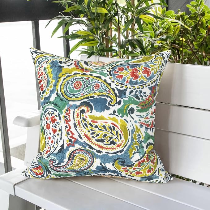 LVTXIII Outdoor Pillows 20x20 Inch, 2 Pack Large Decorative Square Throw Pillows with Inserts for Couch, Bed, Floor Seating, Patio Furniture, Paradise Paisley
