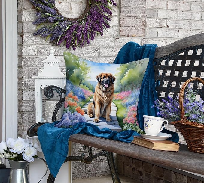 Caroline's Treasures Leonberger Spring Path Throw Pillow Machine Washable, Indoor Outdoor Decorative Pillow for Couch, Bed or Patio, 18Hx18W