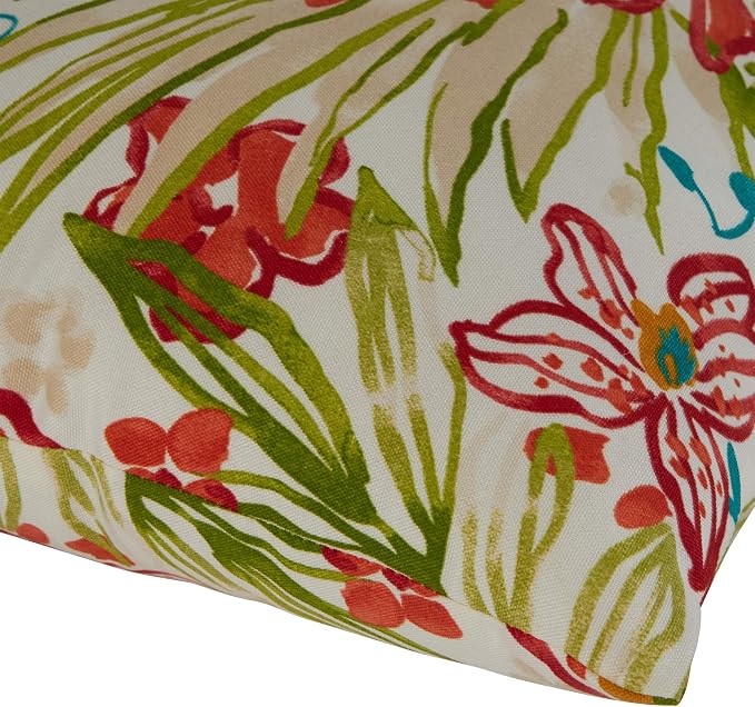Greendale Home Fashions 2-Pack Outdoor 19x12 inch Rectangle Decorative Throw Pillow, Garden Floral
