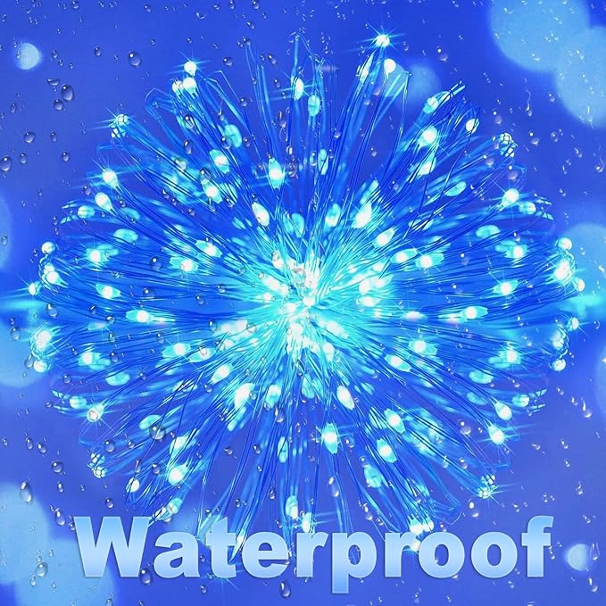 Lomotech Solar Fairy Lights Outdoor, 2 Pack Total 66ft 200 LED,Blue | Solar String Lights Waterproof 8 Modes Twinkle Lights for Outdoor, Patio, Garden, Yard, Party, Wedding, Tree Decoration