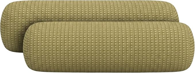 RSH DECOR: Neck Roll Bolster Pillows Set of 2 | 20” x 6" | All-Weather Spun Fabric | Water and Fade-Resistant | Outdoor Support Pillows for Patio Furniture | Made in USA (Future Mineral)