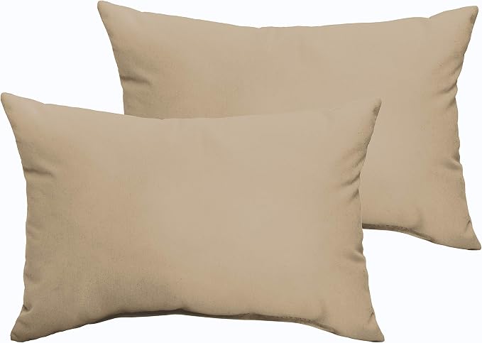 Sorra Home Beige Indoor/Outdoor Knife Edge Pillow Set, 14 in x 24 in