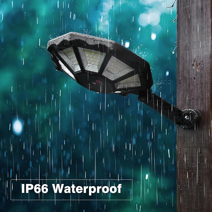 OKPRO Solar Lights Outdoor, 168LED 6500K Flood Light Dusk to Dawn | 8 Sides Solar Outdoor Lights with Motion Sensor, IP66 Waterproof Solar Street Lights Outdoor for Yard, Pools(2 Pack)