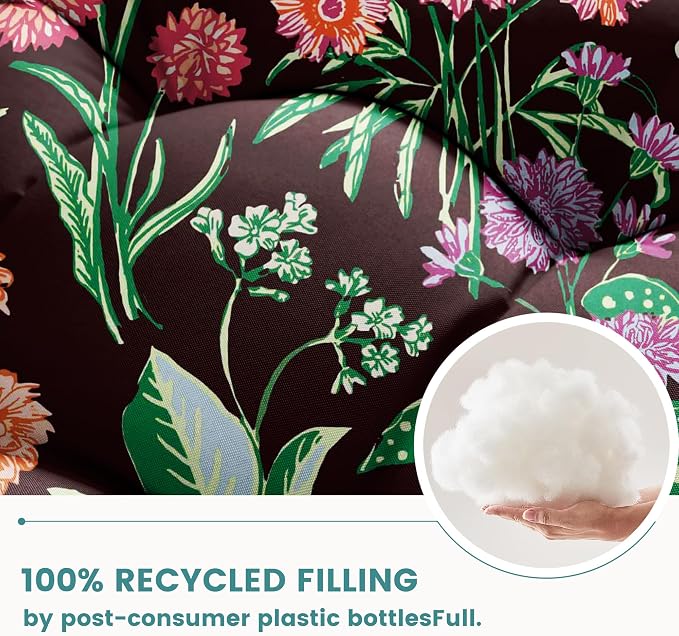Tufted High Back Adirondack Chair Cushion 45"x21"x4",Floral | Patterned outdoor cushion with ties; premium padded design fits garden rocking chairs, multiple color options available